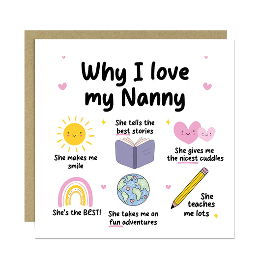 Nanny Card Why I Love Nanny Card Birthday Card for Nanny