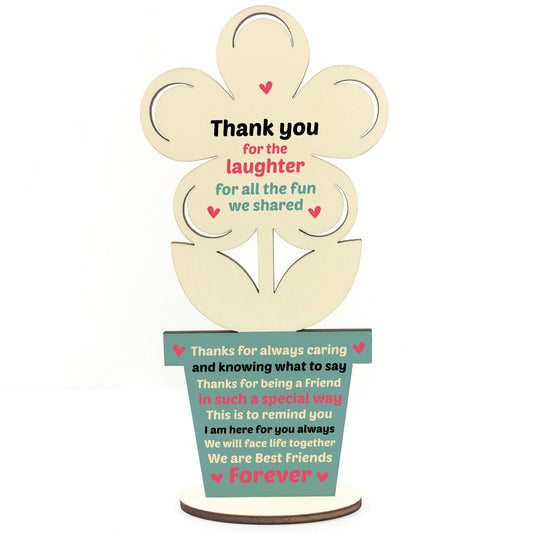 Best Friend Wooden Flower Gift For Friend Friendship Plaque Gift