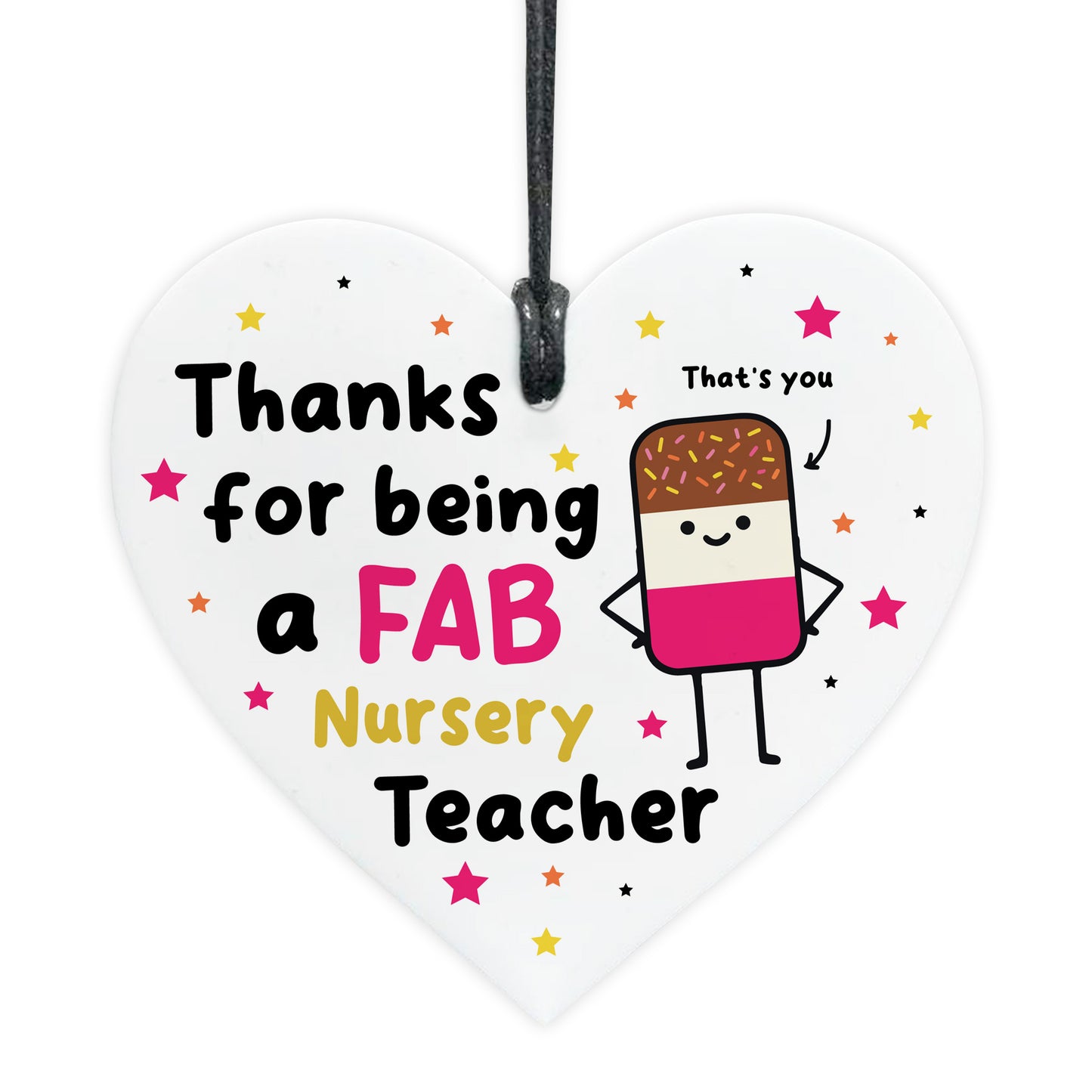 Nursery Teacher Gift Hanging Heart Thank You Gift FAB Teacher