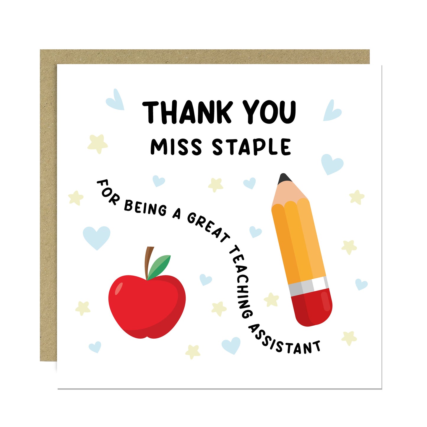Personalised Teaching Assistant Card With Kraft Envelope Card