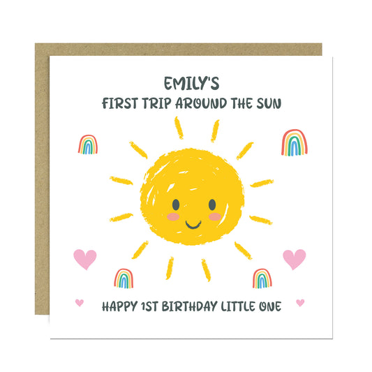 Personalised 1st Birthday Card For Daughter First Trip Card