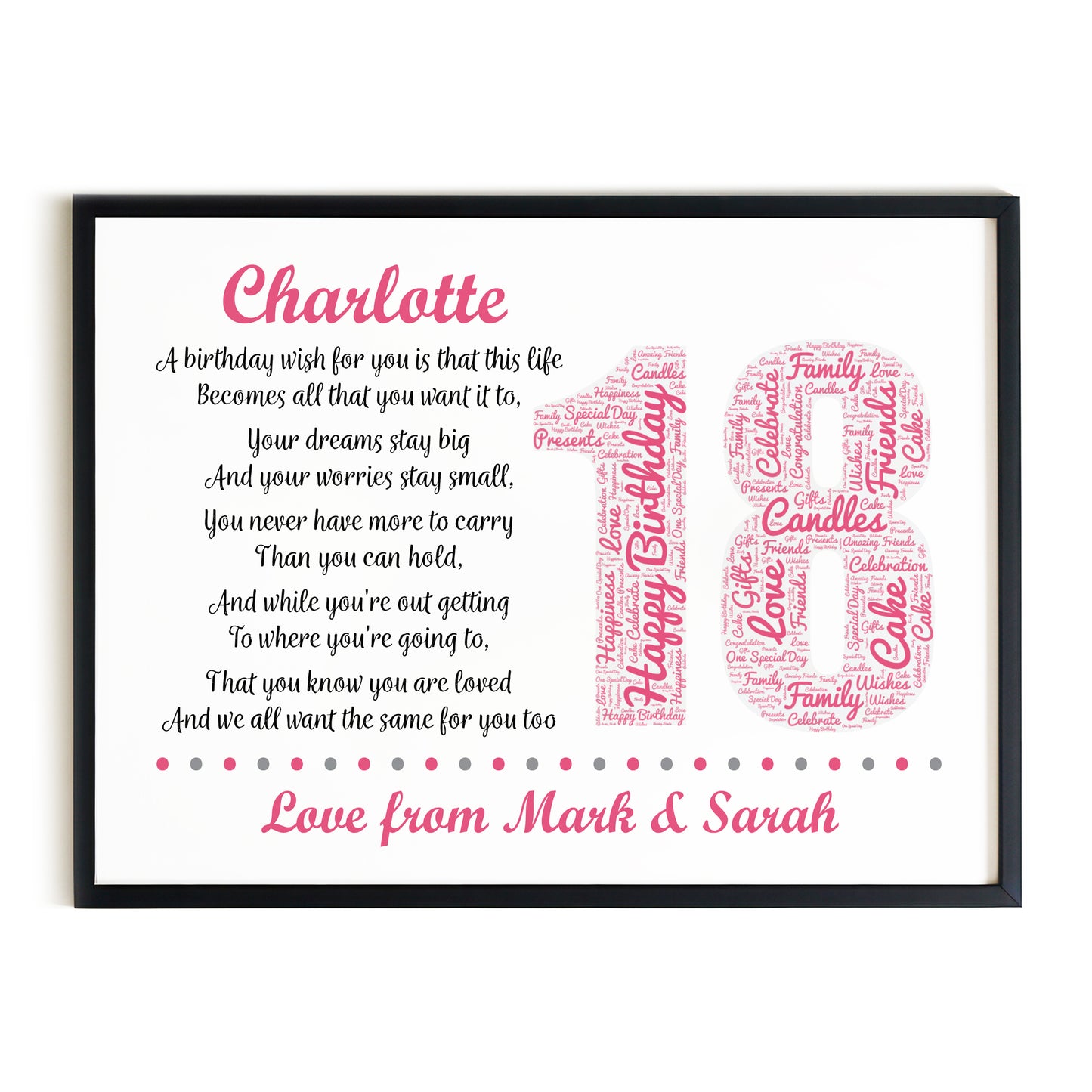 Personalised 18th Birthday Gifts for Daughter A3 Framed Print