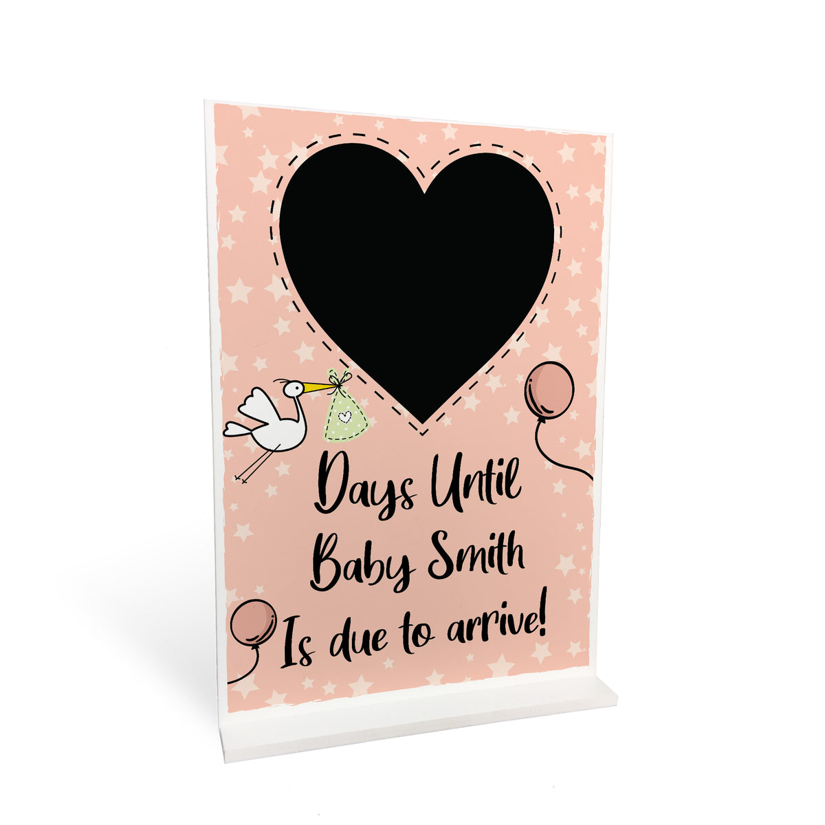 New Baby Countdown Plaque Chalkboard Sign Pregnancy Baby Pink