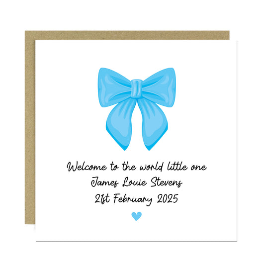 Welcome To The World Little One Baby Boy Card Personalised