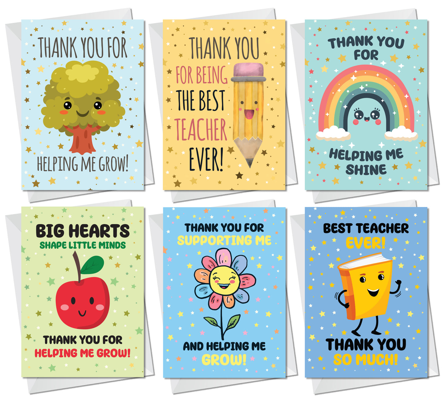 Teacher Thank You Card Multipack of 6 End of Term Leaving School
