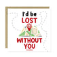 I'd Be Lost Without You Literally Card Funny Anniversary Card