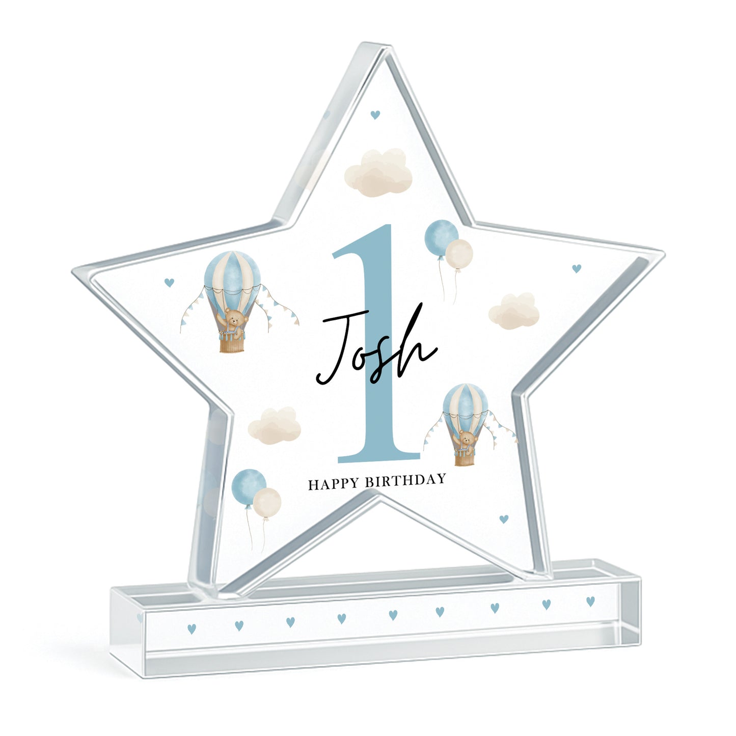 Personalised 1st Birthday Gift For Baby Boy Acrylic Star Plaque