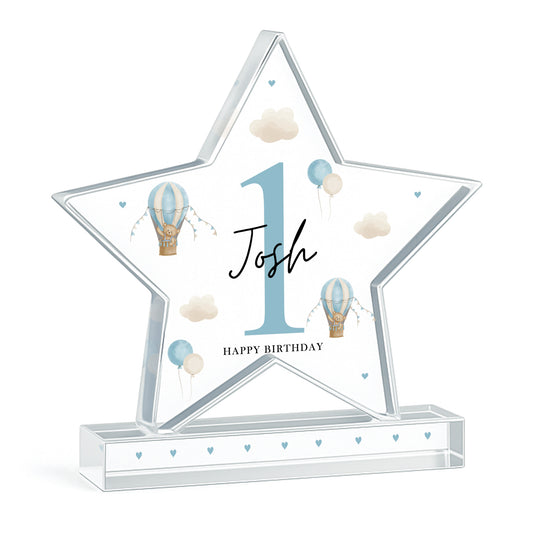 Personalised 1st Birthday Gift For Baby Boy Acrylic Star Plaque