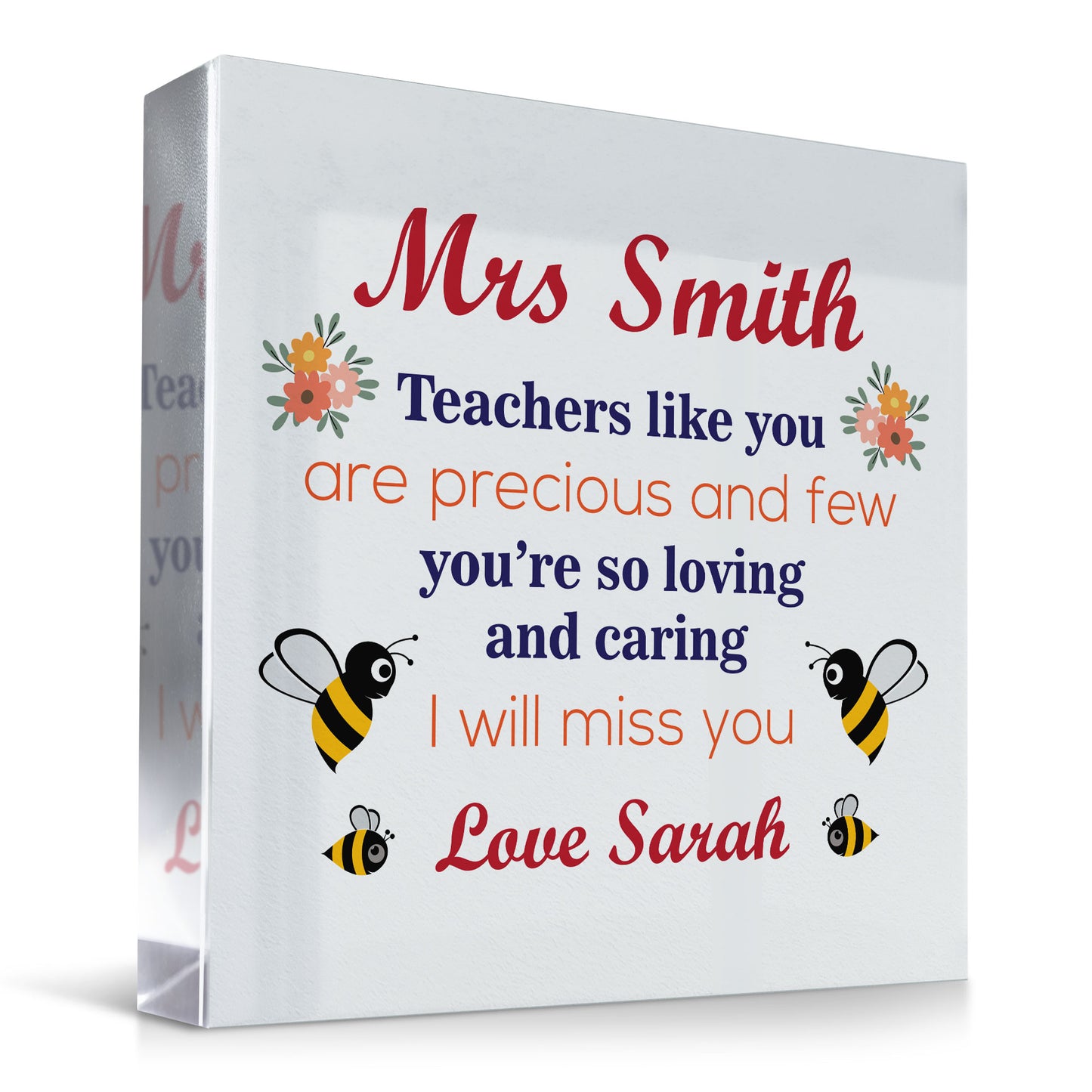 Personalised Teacher Gifts Precious And Few Acrylic Block