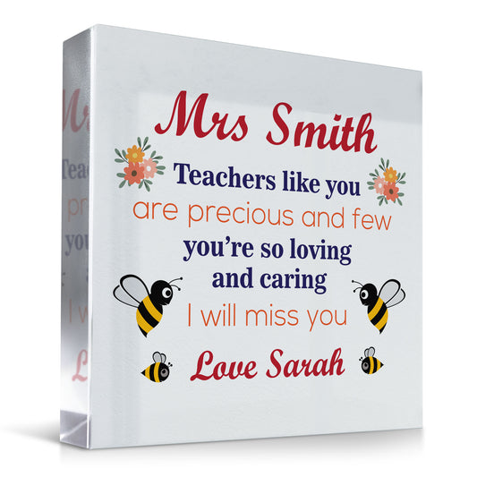 Personalised Teacher Gifts Precious And Few Acrylic Block