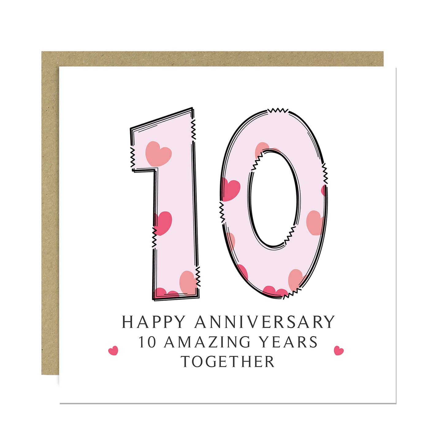 10th Wedding Anniversary Card With Envelope For Wife Husband