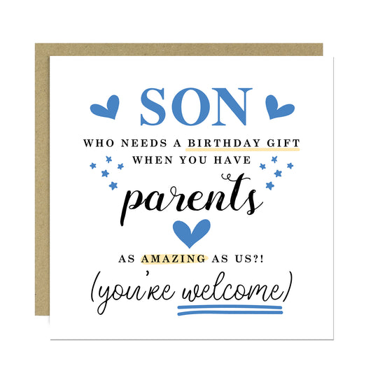Birthday Card For Son Funny Son Card From Mum and Dad Hilarious