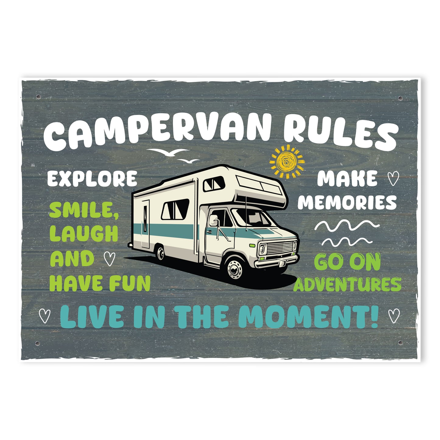 CAMPERVAN RULES SIGN Wall Door Plaque Novelty Campervan Sign