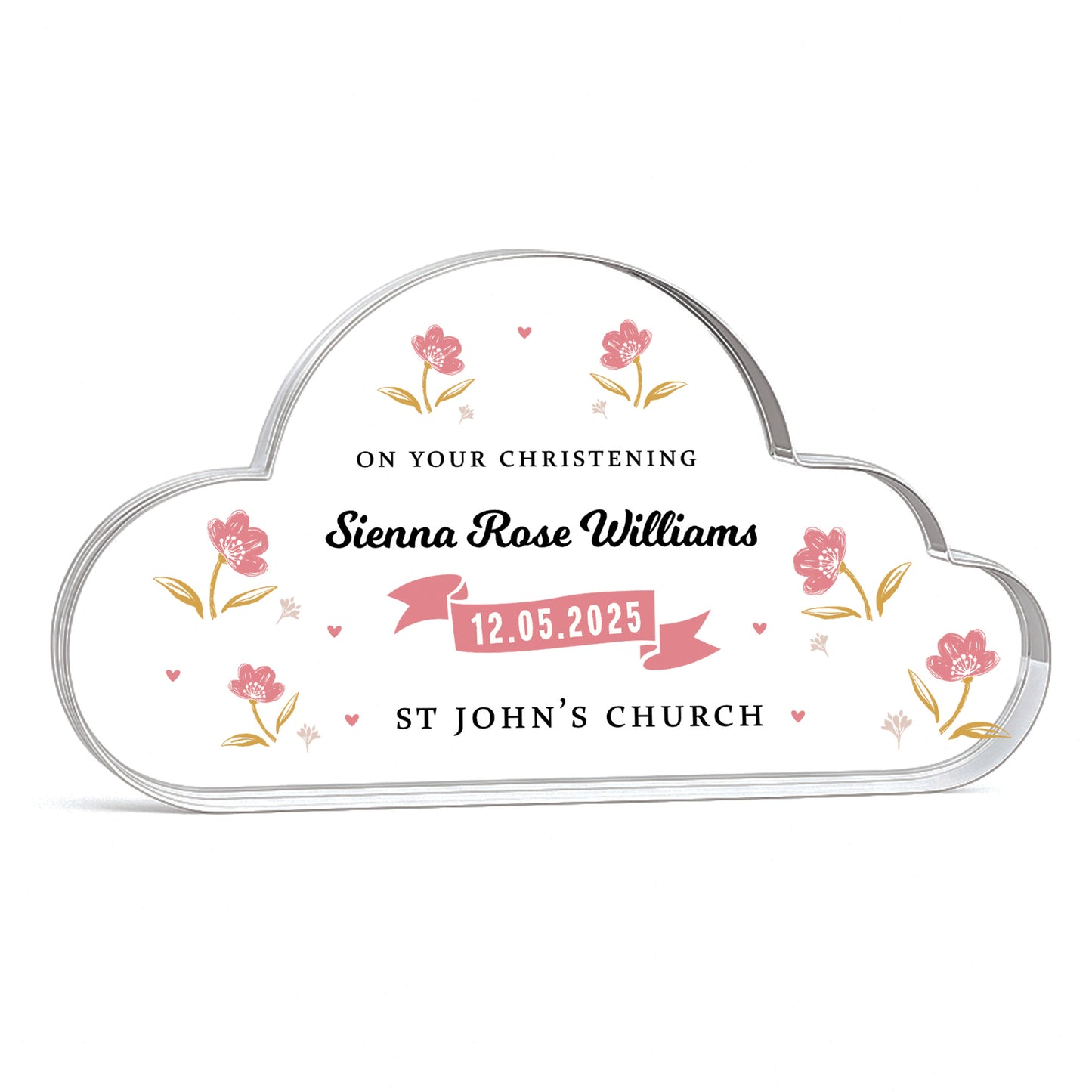 Personalised Christening Gift For Baby Girl Cloud Baby Plaque