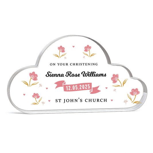 Personalised Christening Gift For Baby Girl Cloud Baby Plaque