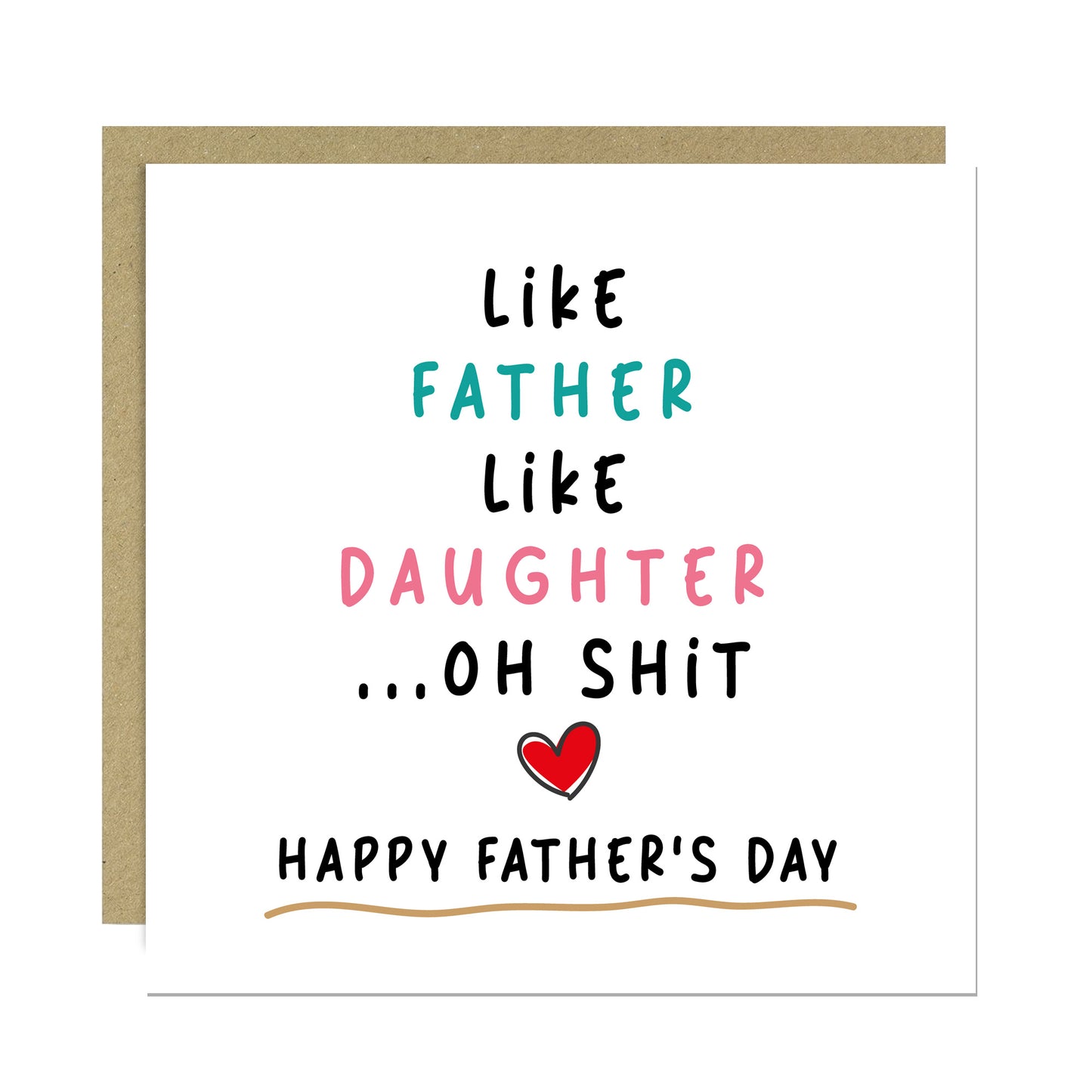 Funny Fathers Day Card For Dad From Daughter With Kraft Envelope