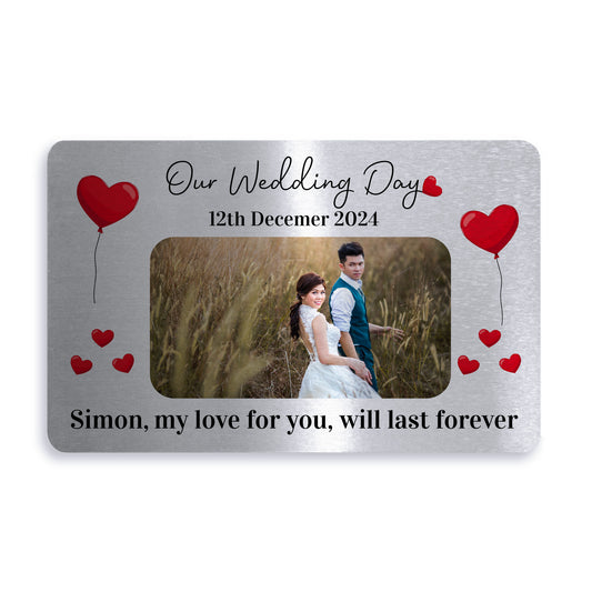 Our Wedding Day Gift Personalised Photo Metal Wallet Card Gift