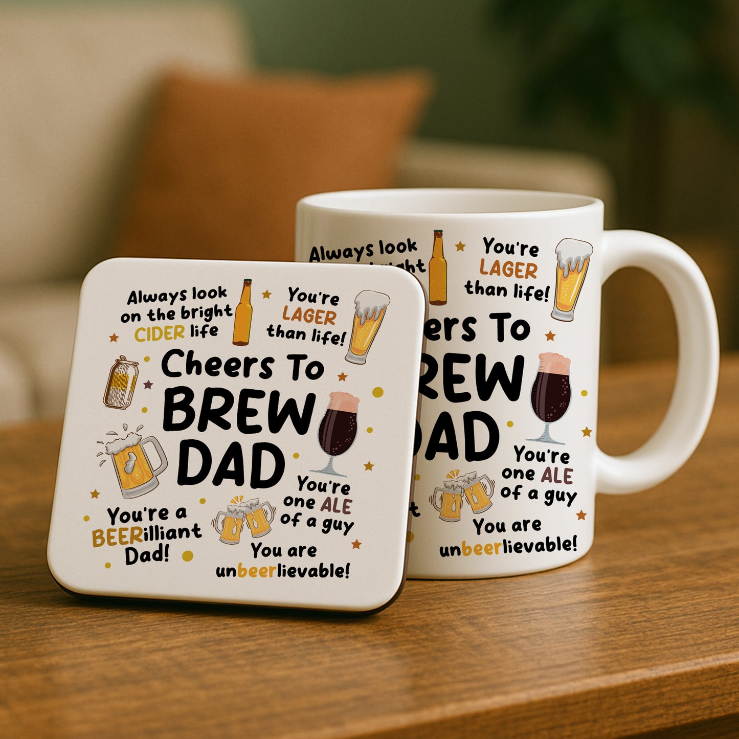 Funny Dad Mug and Coaster Novelty Gift For Dad Fathers Day