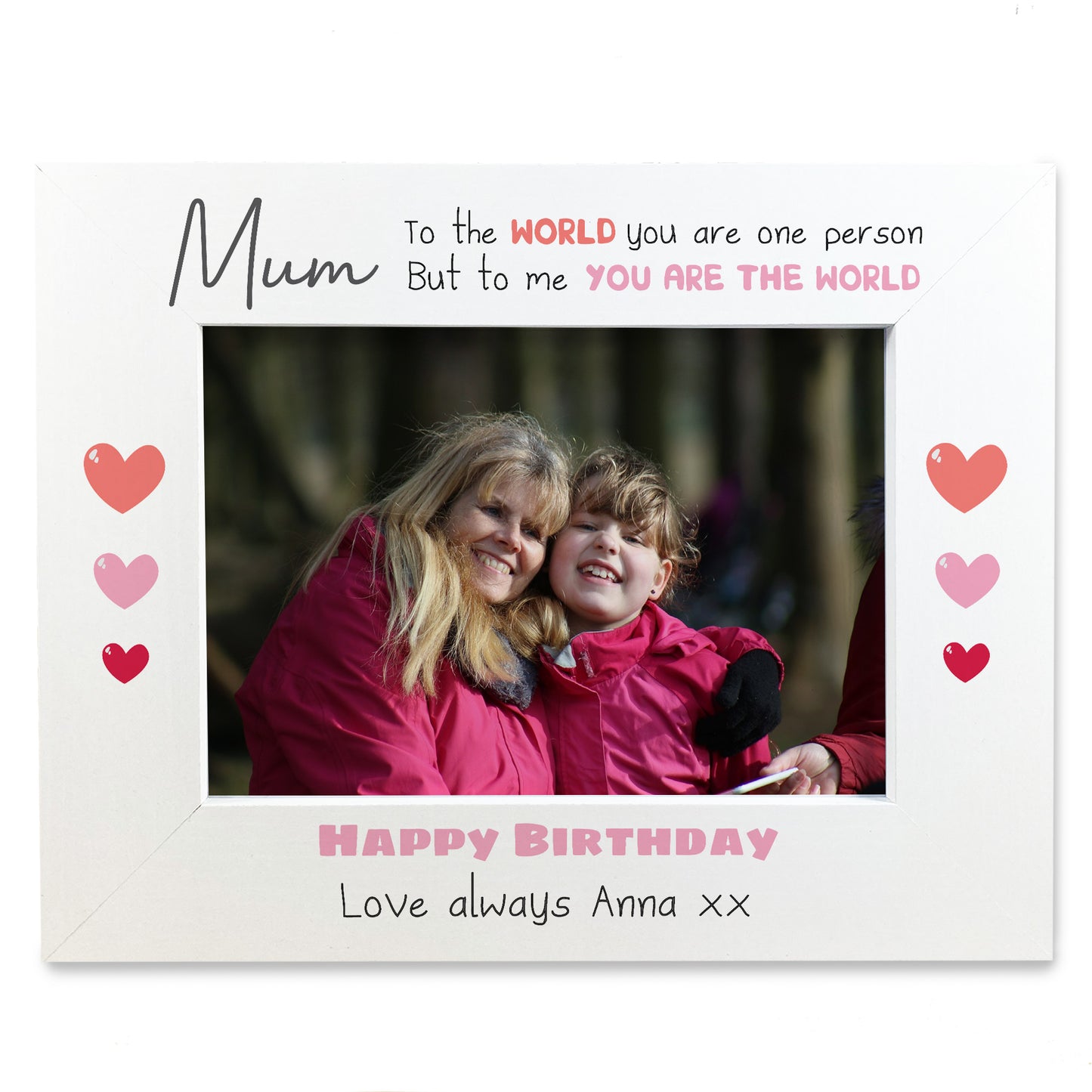 Personalised Birthday Mum Gifts White Wood 7x5 Photo Frame Gift
