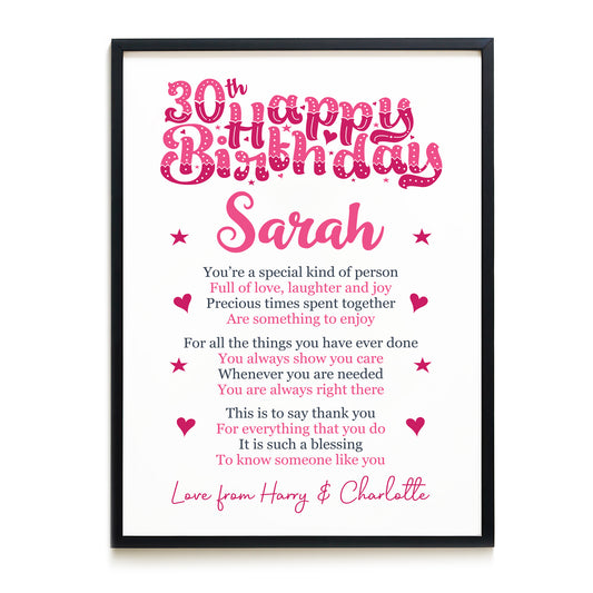 PERSONALISED 30th Birthday Gifts For Her Gift For Daughter