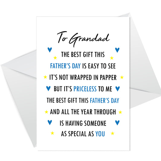 Fathers Day Card For Grandad Thank You Card For Grandad