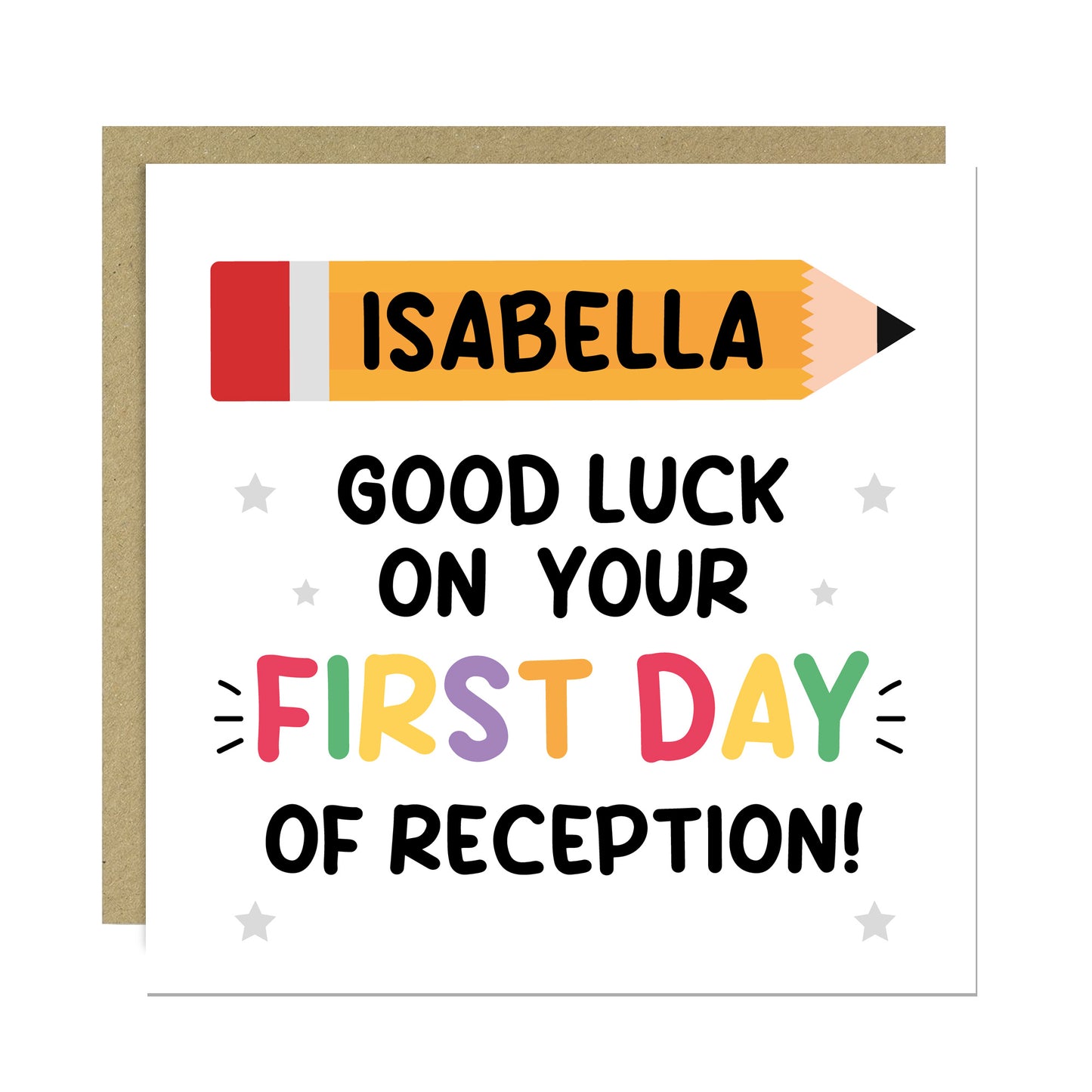 Personalised Good Luck On Your First Day of Reception Card
