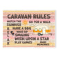 Colourful CARAVAN RULES SIGN Wall Door Plaque Caravan Sign