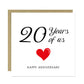 20th Anniversary Card For Husband Wife Grandparents Wedding