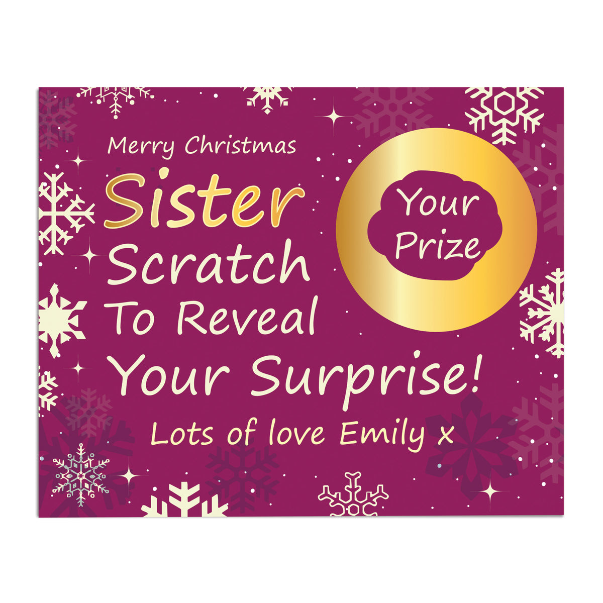 Personalised Sister Christmas Scratch Reveal Card Surprise