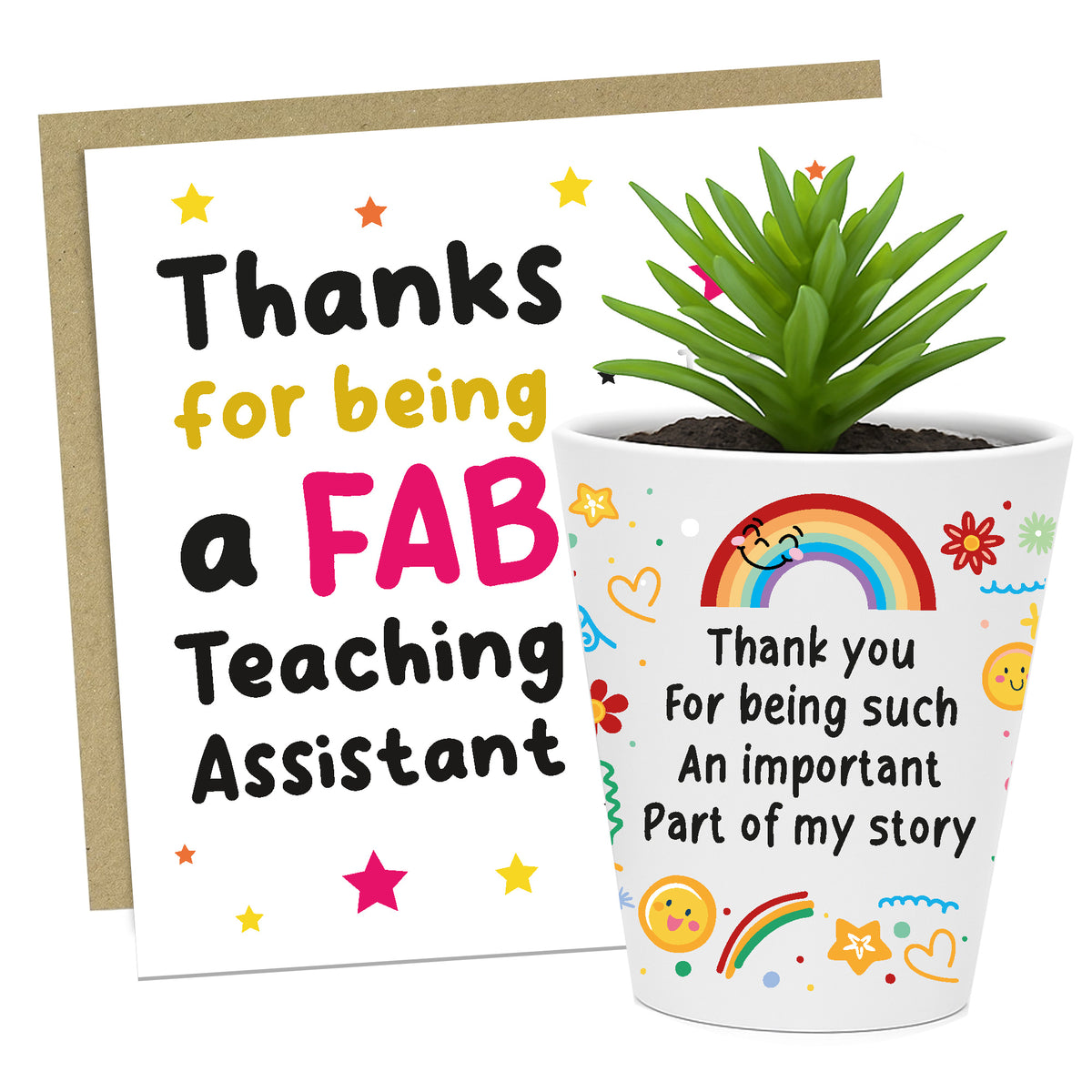 Teaching Assistant Thank You Gift Set Plant Pot and Card