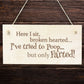 Funny Joke Engraved Wooden Toilet Bathroom Wall Sign Plaque