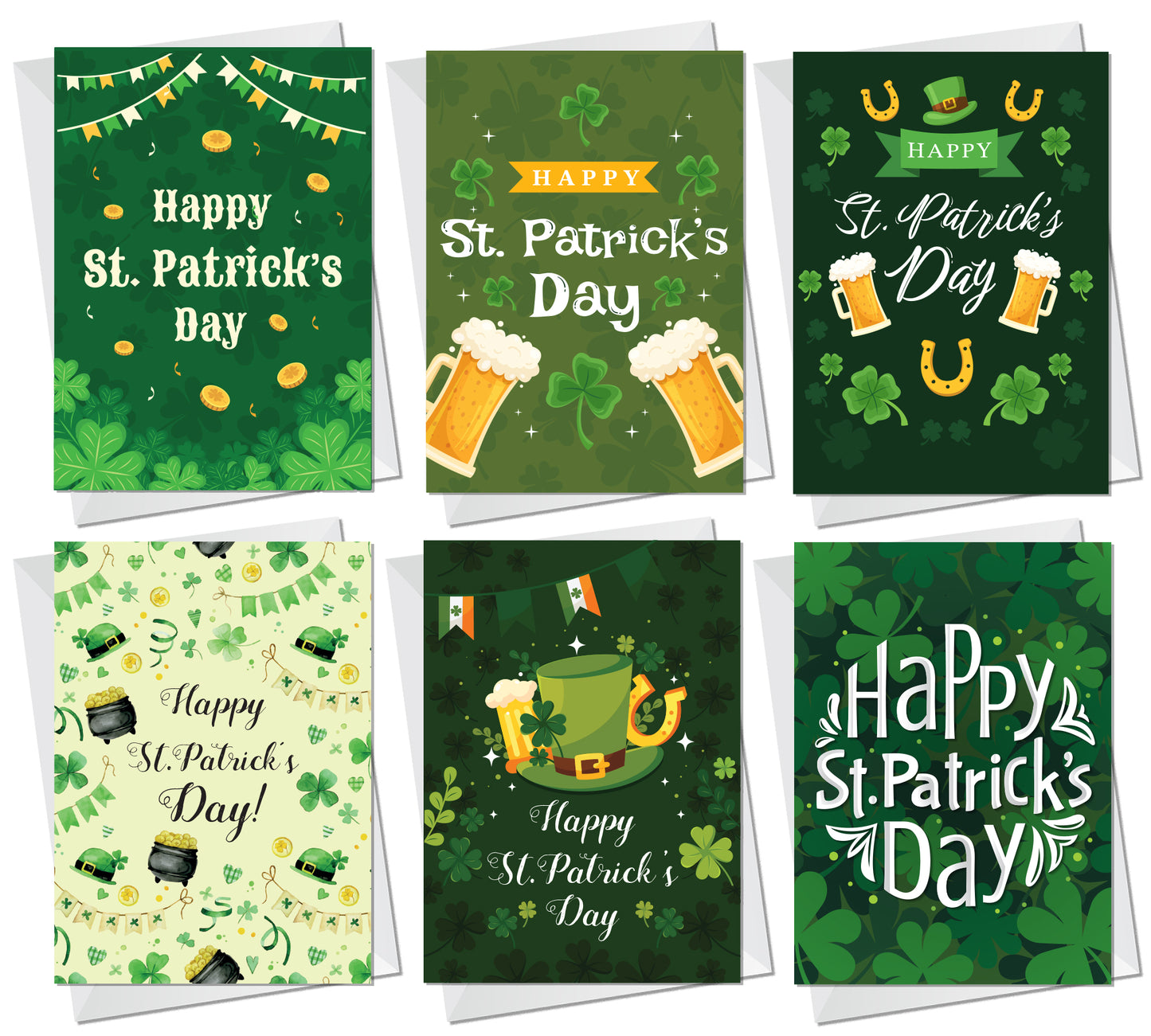 St Patricks Day Pack of 6 Greeting Cards For Friends Family