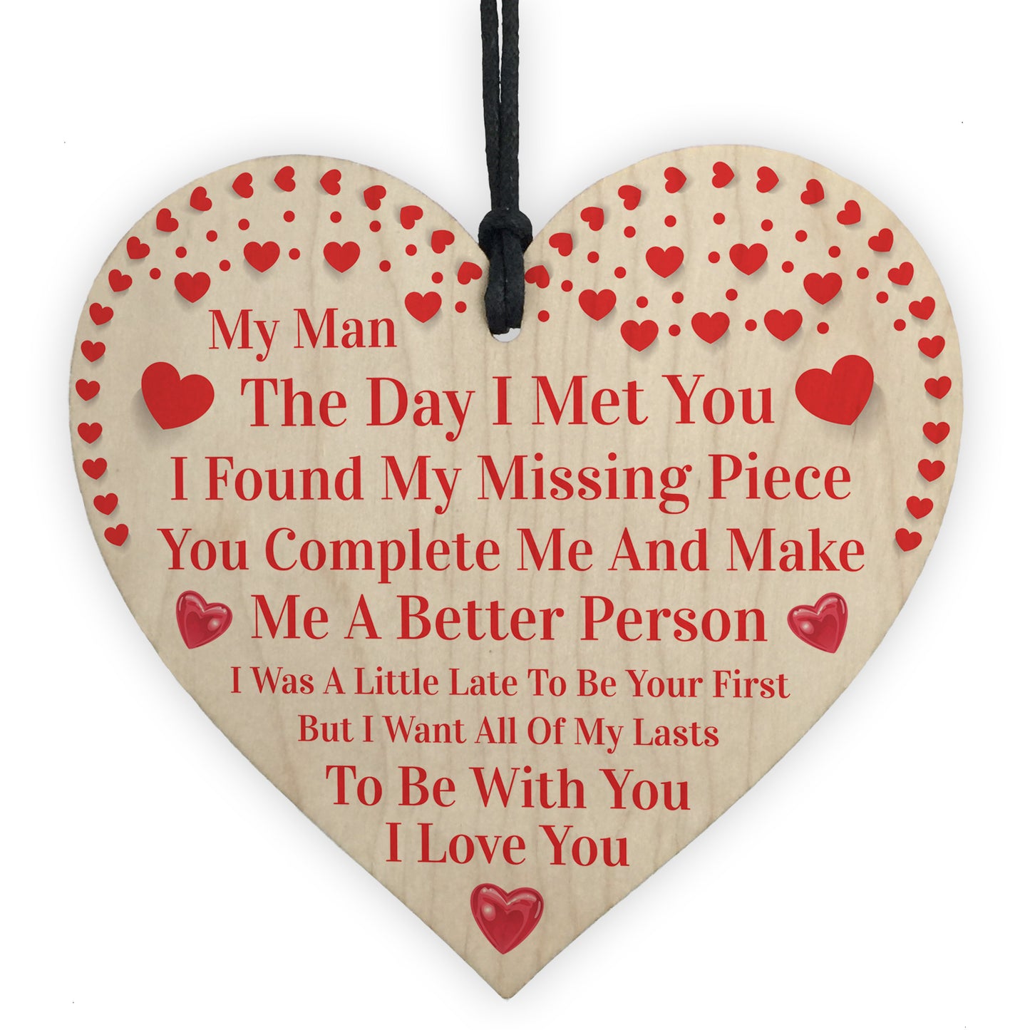 My Man Gift Wood Heart Couple Gift For Boyfriend Husband