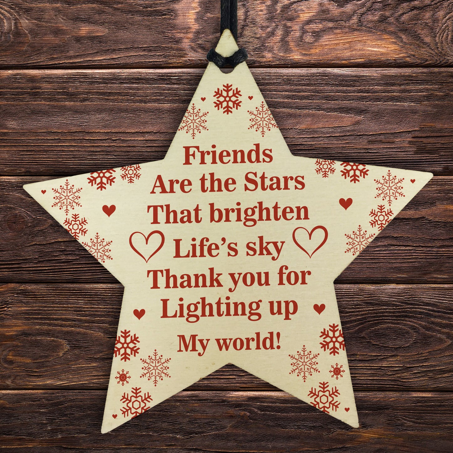 Friendship Wooden Star Hanging Bauble Gift For Christmas