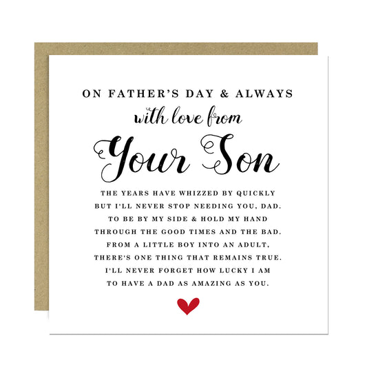 Fathers Day Card From Son Happy Father's Day Card For Dad