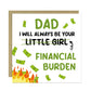 Funny Joke Dad Card From Daughter Little Girl Financial Burden