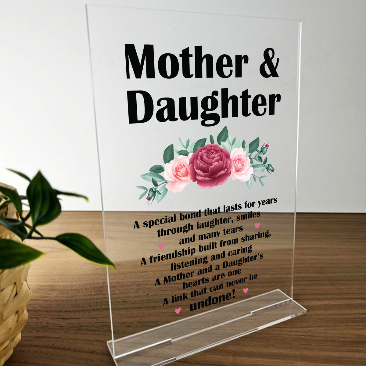 Mother and Daughter Acrylic Plaque Mum Gift From Daughter