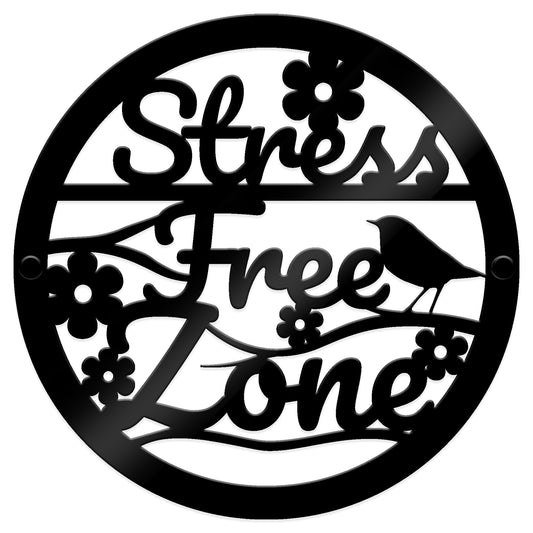 Garden Sign Stress Free Zone Wall Mounted Outdoor Garden Shed