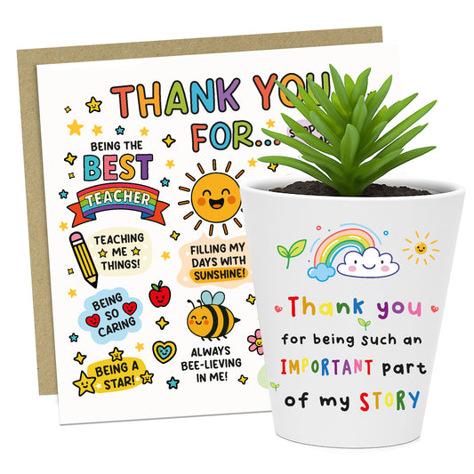 Thank You Gift Set For Teachers Appreciation Plant Pot and Card