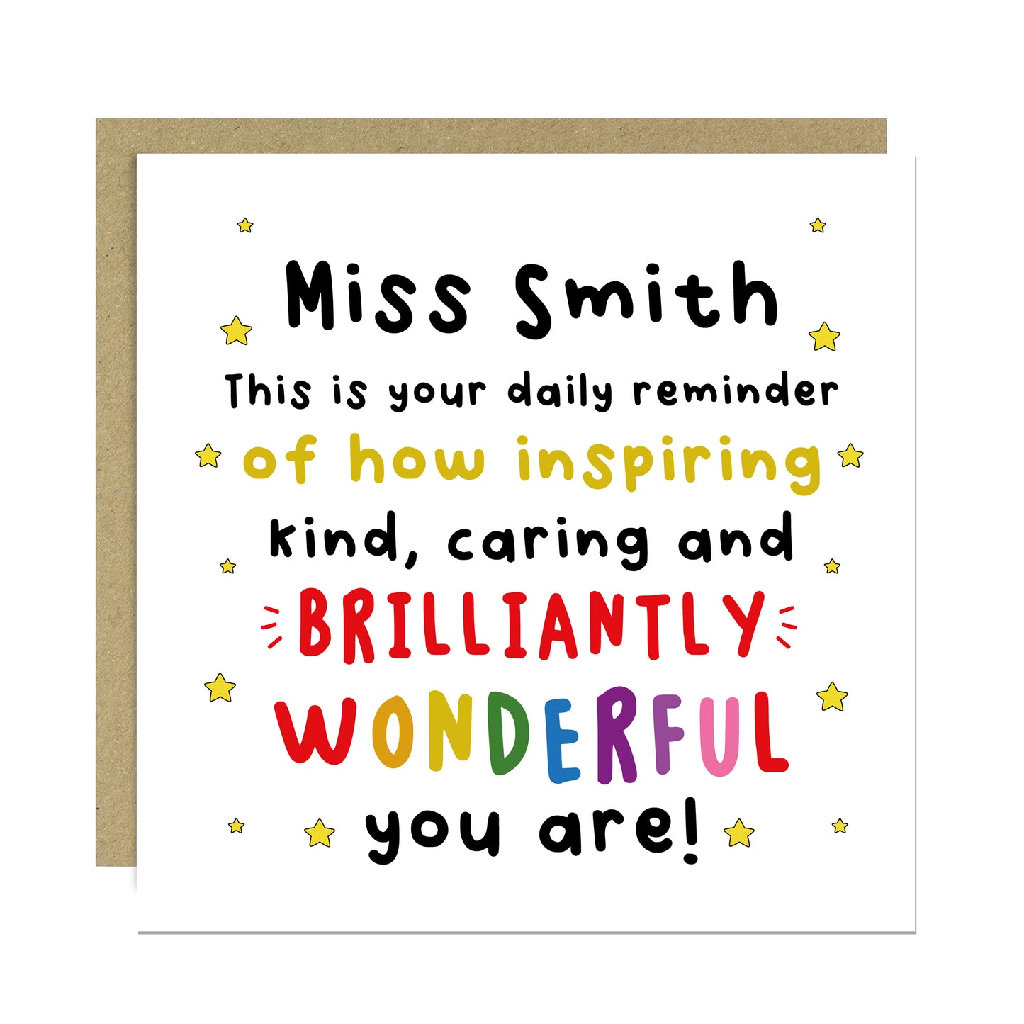 PERSONALISED Teacher Card Thank You Cards for Wonderful Teacher