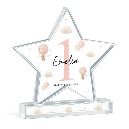 Personalised 1st Birthday Gift For Baby Girl Acrylic Star Plaque