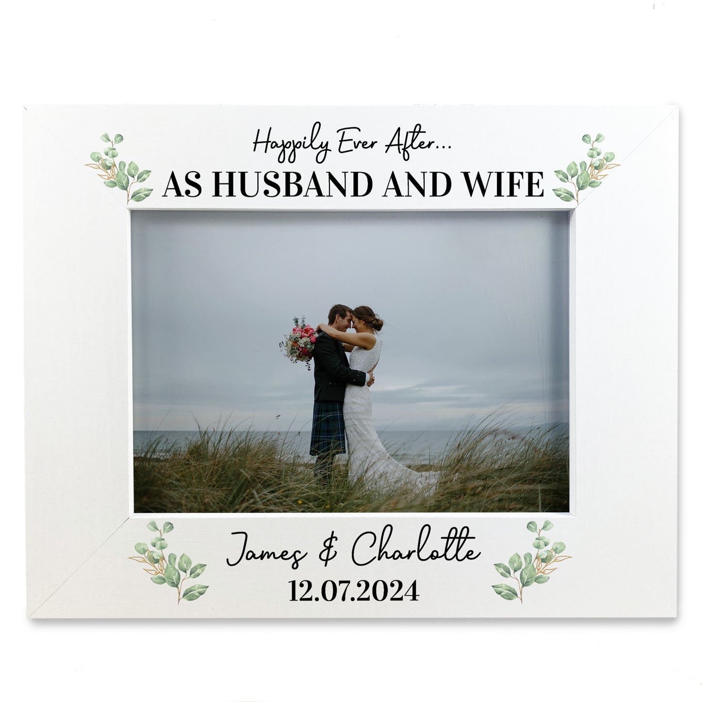 Personalised Wedding Gifts For Husband and Wife 7x5 White Frame