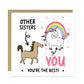Funny Card For Sister Thank You Card For Sister Birthday Unicorn