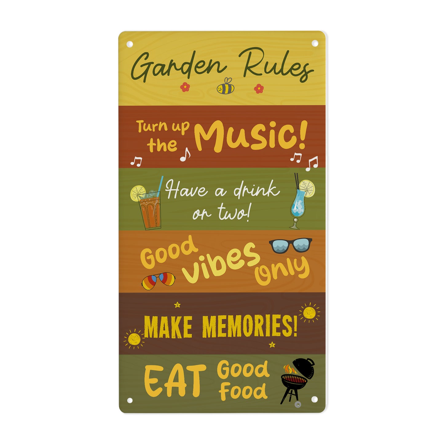 Garden Sign For Outside Funny Garden Rules Sign 22x12cm Acrylic