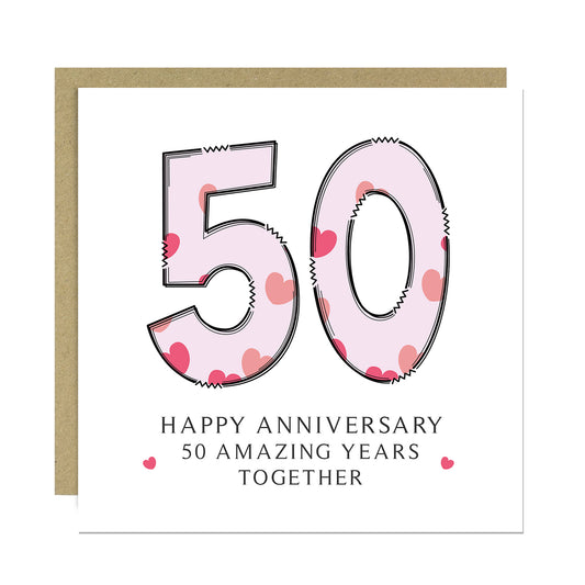 50th Wedding Anniversary Card With Envelope Card For Him Her