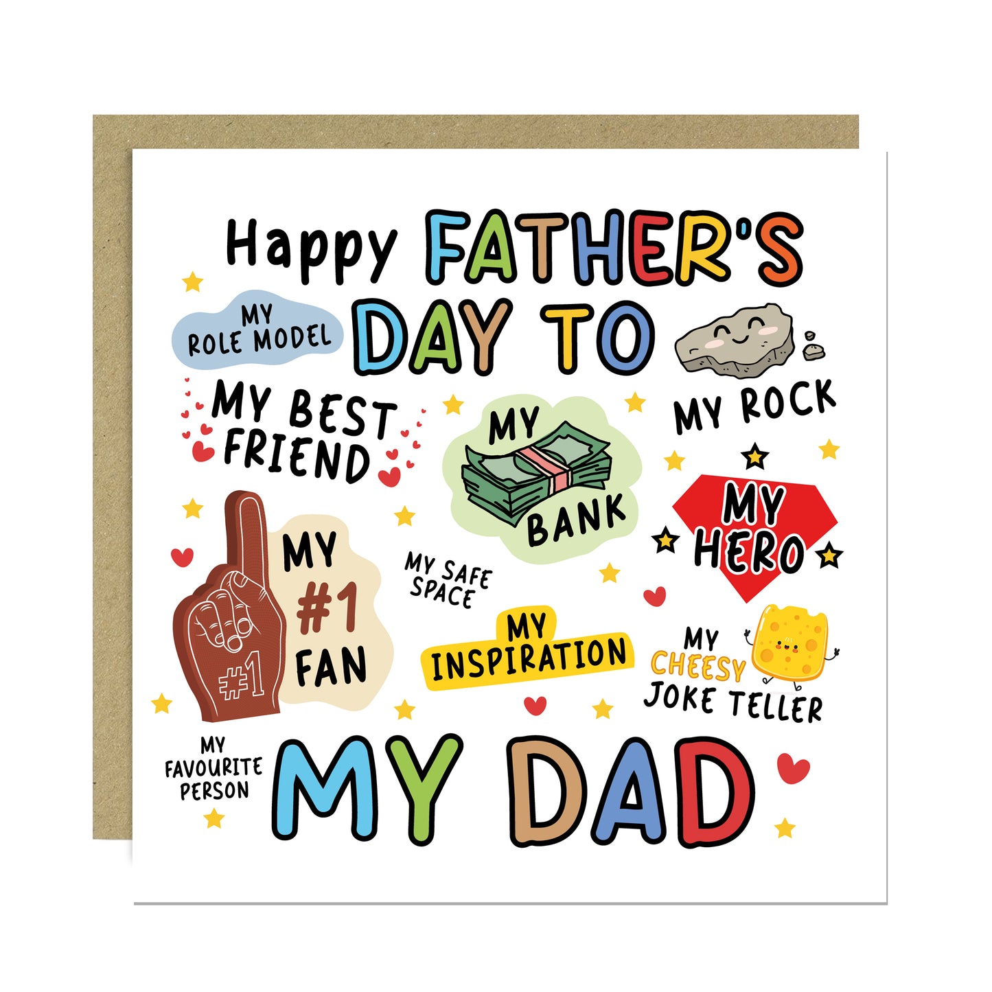 Novelty Fathers Day Card For Dad My Rock My Hero Cute Card