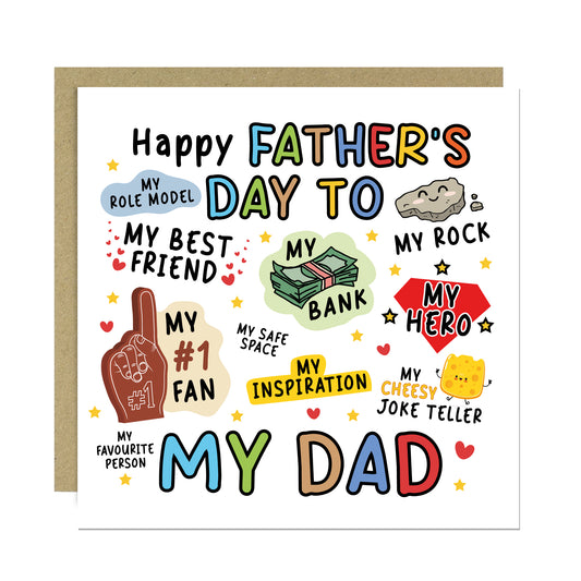 Novelty Fathers Day Card For Dad My Rock My Hero Cute Card