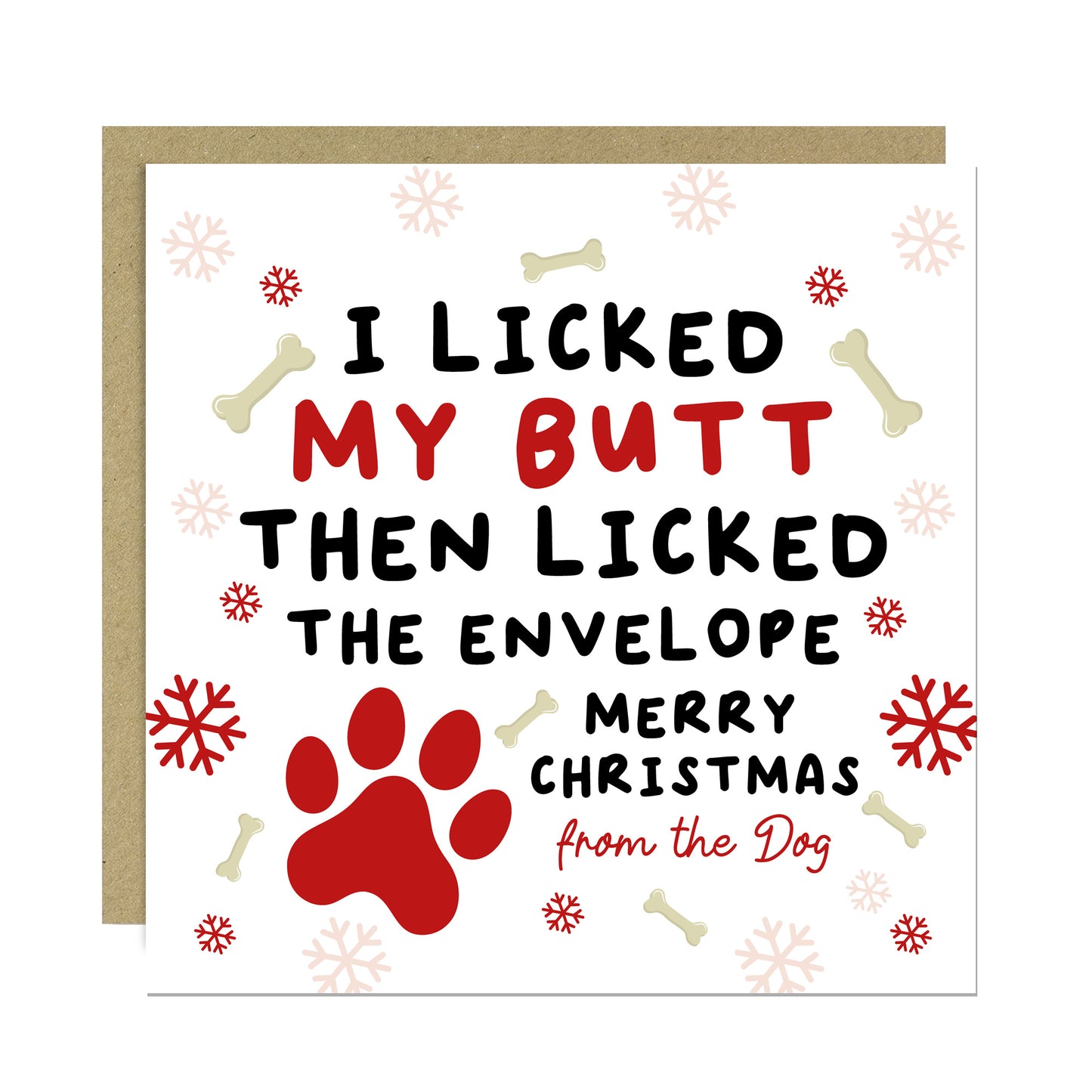 Christmas Card From The Dog With Kraft Envelope Funny Dog Card