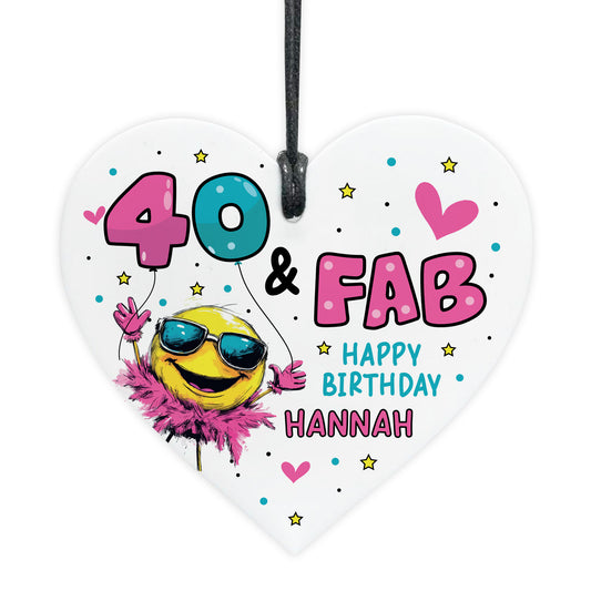 Personalised 40th Birthday Gift For Women Heart 40 And Fab