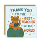 Best Teacher In The World Card With Kraft Envelope Thank You